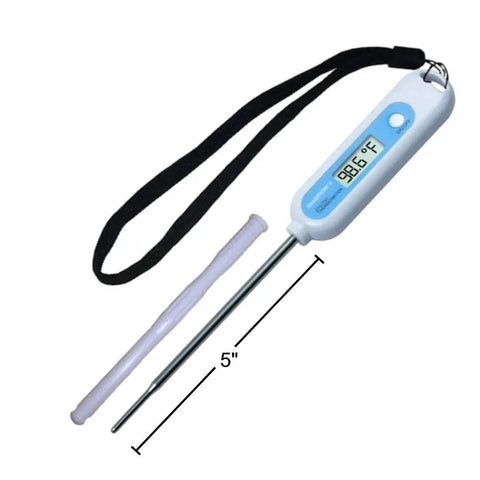 Fast Digital Animal Thermometer That Reads In 8 To 10 Seconds, Beeps When Ready, 5-Inch Stainless Probe With Rounded Tip