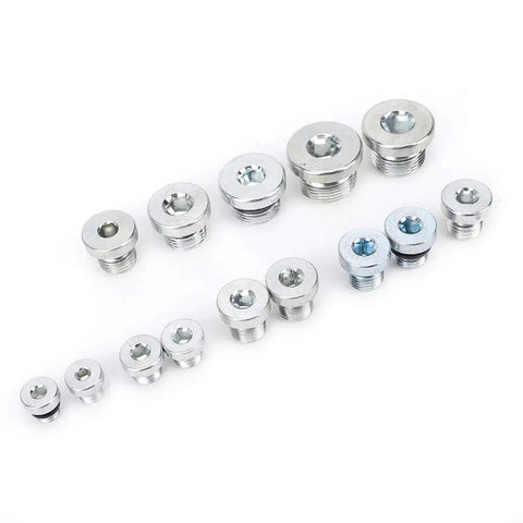 Ultimate FTVOGUE 14 Piece Oil Pan Drain Plug Set With Assorted Hex Socket Sizes Made From Tough Carbon Steel For Garage And Workshop DIY Repairs, assorted sizes
