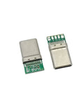 USB Type C PD 20W plug and receptacle PCB board adapter for soldering wire and cable, high current 5 pin male receptacle.