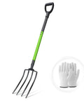 Heavy Duty Garden Fork 45 Inch Pitch Fork With Steel Tines And Comfortable Y Grip For Spading Digging Compost And Lawn Bed Work Four Metal Tines For Tough Soil