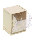 Interlock Tip Out Bin Set 5 Pack Ivory 7 Inch High 5 Inch Wide 6 Inch Deep Drawer Organizer with clear front, single bin view
