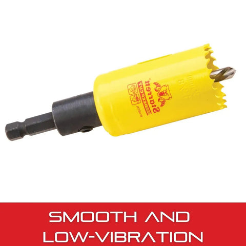 Deep Cut Hole Saw With Arbor And Abrasion Resistant HSS Teeth For Quick Cuts Through Metal Steel And Wood 2 Inch Diameter displayed