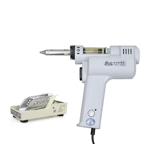 Desoldering Gun S-993A 110V 100W Vacuum Solder Sucker For Lead Free PCBs, Fast Heat Up 350-450 C, 1.0mm Nozzle on stand