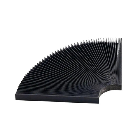 Flexible CNC Dust Guard for Milling and Engraving Machines with Accordion Shield, fits 135 to 190 mm blocks, preserving movement.