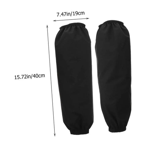 Six Pairs Oil Resistant Arm Sleeves Long Kitchen Cooking Oversleeves With Grippy Elastic Bands, black, measuring 15.72in long.