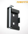 Quick-Release Workbench Caster Plates, black steel plate with pin-release, 2-3/4 x 3-3/4 inches, side view