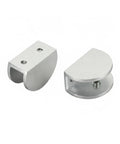 Glass Shelf Clip Clamp For 4 To 20mm Glass Thickness, Aluminum Silver Mount Bracket shown with two pieces