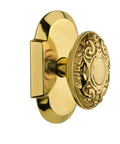 Cottage Plate With Victorian Knob Privacy Two And Three Quarter Inch Backset Polished Brass showing elegant detail