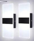 Modern Indoor Wall Sconces Set Of Two LED Wall Mount Lamps 12W Cool White 6000K Hardwired For Bedroom Living Room Hallway