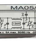 Front view of 5A 240V Industrial Surge Protection Device MA05D2, showing wiring diagram and specifications.