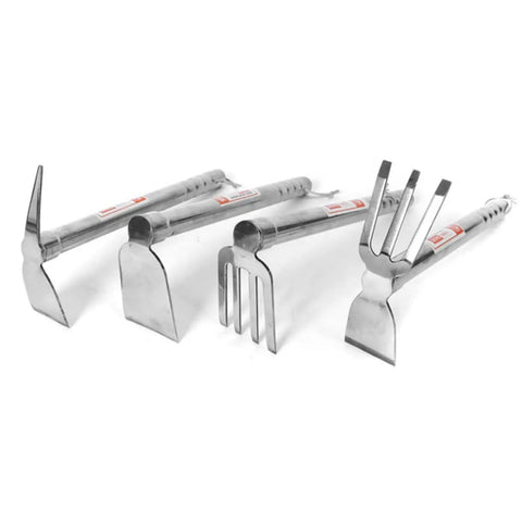 Assortment of Multi Function Stainless Steel Hoe For Garden And Yard Lightweight Yet Sturdy Double Use Weeding Tool With An Ergonomic Handle