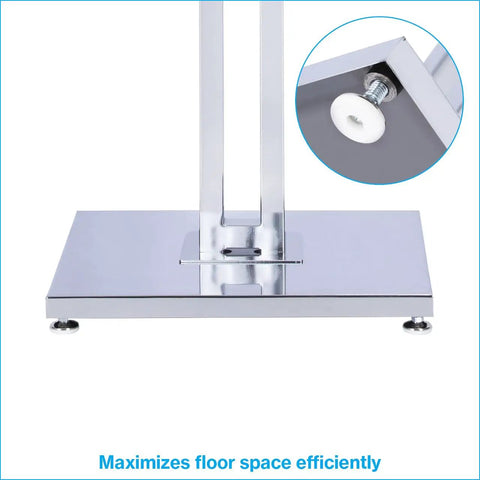 Hella Reliable Double Sided Chrome Garment Rack With Fully Adjustable Height And Straight Arms Space Savvy Clothing Stand For Retail Stores Boutiques And Thrift Shops