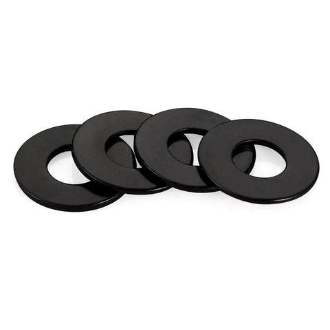 50 Pack Five Sixteenth Inch Black Flat Washers, Seven Eighths Inch Outer Diameter, One Sixteenth Inch Thick, 304 Stainless Steel Hardware Washers for Screws and Bolts, Corrosion Resistant, High Temp Durable Fastener Washers, black flat washers