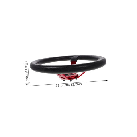 Dope 14 Inch PU Racing Steering Wheel For Cars Golf Carts And Trucks, red finish, ergonomic grip, shown side view with dimensions