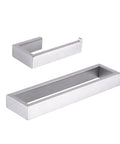 Contemporary Stainless Steel Wall Mounted Two Piece Bathroom Hardware Set With Brushed Finish For Towel Ring And Toilet Paper Holder