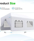 10x20 Outdoor Party Tent Gazebo With Removable Church Sidewalls For Weddings And BBQs, Easy Setup All Weather Shelter Pavilion