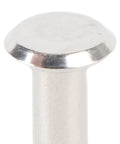 Close-up of a flat round head from the 30 Sets M4 Stainless Steel Rivets And Screws Kit Pro Grade Fasteners For Leather Binding And Decorative Projects