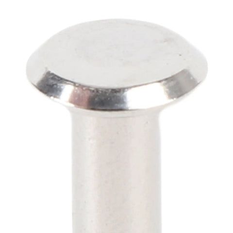 Close-up of a flat round head from the 30 Sets M4 Stainless Steel Rivets And Screws Kit Pro Grade Fasteners For Leather Binding And Decorative Projects