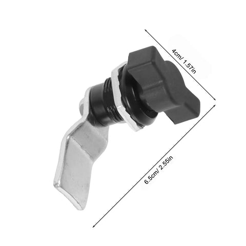 High Security T Handle Cam Latch Lock With Black ABS And Metal Construction Keyless Swing Knob, side view with dimensions