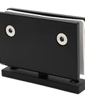 Heavy Duty Frameless Shower Door Hinge With Sleek Matte Black Finish Bulletproof 304 Stainless Steel Pivot Clamp side view.