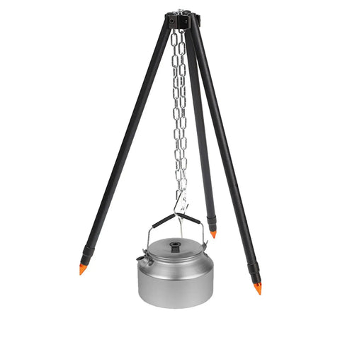 Campfire Tripod Grill Stand With Adjustable Height Ultra Portable Aluminum Cooking Gear for camping with kettle hanging