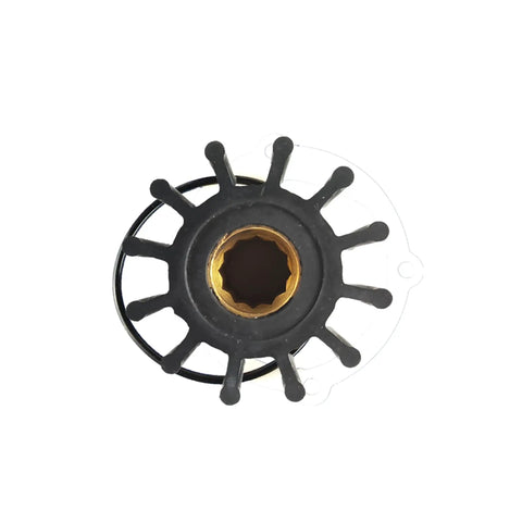 Top view of Water Pump Impeller Repair Kit Replacement For Johnson Volvo Penta Yanmar Indmar Jabsco Boats Featuring 12 Blade Neoprene