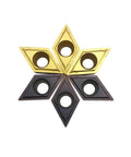 GBJ 20pcs DCMT11T304/DCMT32.51 carbide turning inserts, multilayer coated with gold and black finish