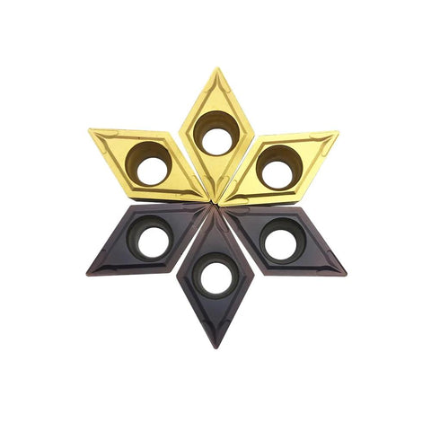 GBJ 20pcs DCMT11T304/DCMT32.51 carbide turning inserts, multilayer coated with gold and black finish