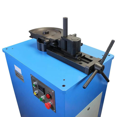 High Octane Programmable Electric Tube Bender With 2Hp Motor Hits 1680 Rpm Features PLC control panel and heavy-duty bending arm.