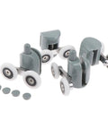Rock Solid Zinc Alloy Double Shower Door Roller Wheels With Precision Ball Bearing For No Fuss Smooth Glide Cabinet Window And Frameless Glass Track Replacement 25Mm Size showing gray rollers with white wheels