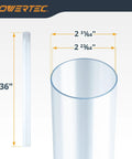 Slick Clear PVC Pipe Two And One Half Inch X 36 Inch Long Rigid Plastic Tubing With Smooth Blue Tint showing dimensions and size.