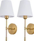 Battery Operated Dimmable Wall Sconce Set Of 2 With Remote Control And USB Rechargeable Wall Lamps, white and gold design