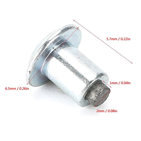 Heavy Duty Non Slip Tire Studs For Cars Trucks ATVs And Motorcycles With Built Different Tungsten Steel Core For Ice Snow And Mud Traction 100 Piece Pack close-up of a tire stud showing dimensions.