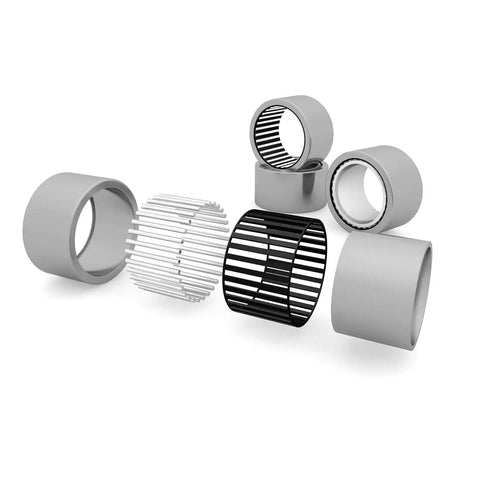 Exploded view of Drawn Cup Needle Roller Bearing Open End 25mm Bore 32mm OD 20mm Width showing components and structure.
