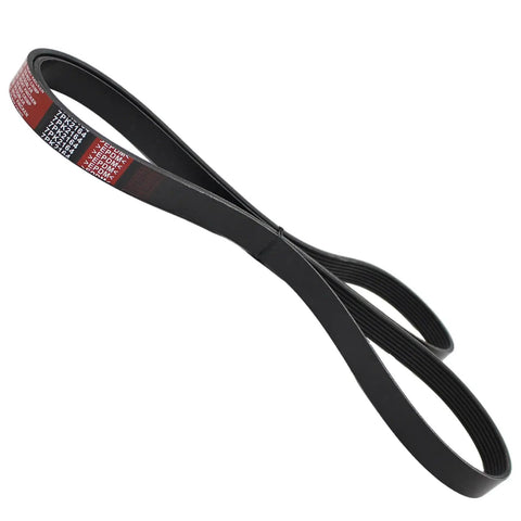 Heavy Duty L4 Engine Serpentine Drive Belt For 2006 2011 Honda Civic 1.8 Liter close-up showing rubber construction and length.