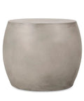 Lightweight Concrete Outdoor Side Table With Smooth Oval Design Modern Patio Accent in Light Gray, front view