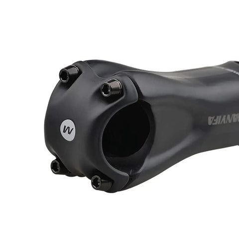 Close-up of bike stem with Titanium M5x16mm Hex Allen Bike Stem Bolts With Washer Black Finish 6 Pack Ride Ready Pro Grade