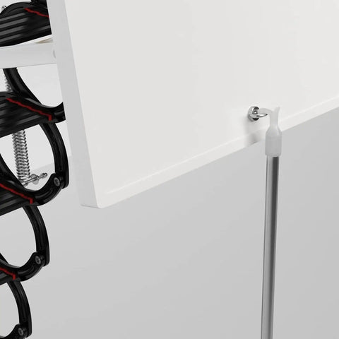 Detail of the Rock Solid Electric Attic Ladder With Remote Controlled Folding Pull Down Loft Stairs showing assembly mechanism.