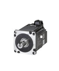 Front view of CHUNYE SGM7G servo motor with brake, 850W, black housing and silver mounting flange with shaft