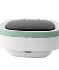 Super Portable 12L Mini Washing Machine And Foldable Spin Dryer, compact design with a green rim and black lid, perfect for travel.