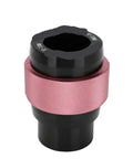 Universal CNC Front Fork Oil Seal Driver Tool Kit 28 To 50mm for dirt bike maintenance, pink-black color, knurled finish.