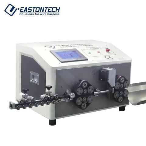 Automatic Wire Cut And Strip Machine Boasting Dead Simple Controls And Zero Drama Mechanics For Smooth Precision Work Making Your Cable Projects A Complete Breeze For Shop Regulars, featuring a digital interface and cutting mechanisms.
