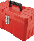 Heavy Duty 14-Inch Plastic Toolbox With Removable Tray, Steel Latch And Padlock Eye, Portable Tool Box For Tools, Crafts, First Aid And Hobby Gear, Made In USA, Red