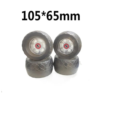 105Mm Off Road Transparent Red Core High Elastic PU Wheels for Longboard and Electric Skateboard, set of four.