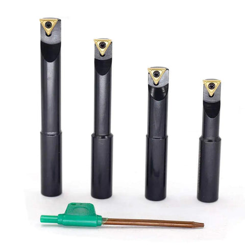 Four-piece Half Inch Round Shank Boring Bar Set With 90 Degree Indexable Carbide Inserts TCMT21.51 TCMT110204 for milling and drilling