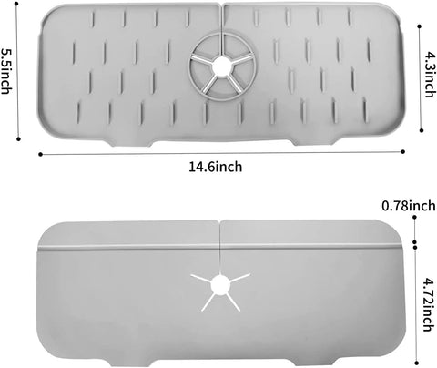 Silicone Faucet Sink Mat Splash Guard Behind Faucet Drain Pad For Kitchen And Bathroom Drip Protector Gray 1 Piece