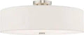 Five Light Semi Flush Mount Ceiling Fixture With Oatmeal Fabric Hardback Shade And Brushed Nickel Finish For Modern Traditional Home Lighting Perfect For Living Rooms And Foyers With Warm Ambience And Easy Install