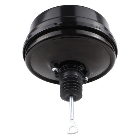 Direct Fit Vacuum Power Brake Booster For Chevrolet Silverado 1500 And Gmc Sierra 1500 Trucks 2005 To 2007, black unit with hose end.
