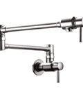 Stainless Steel Pot Filler Faucet Wall Mount With Dual Joint Swing Arm, Cold Water Only, Double Lever Handle, 23.4 Inch