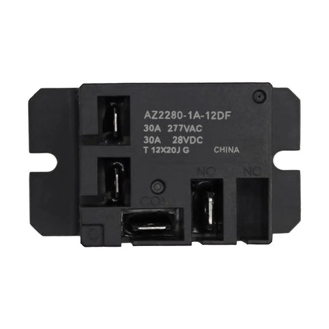 Front view of AZ2280 1A 12DF Pack Of 2 Mini Power Electromechanical Relay 12V AC 30A SPST NO for high current switching in control panels